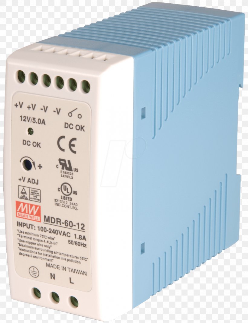 Power Supply Unit DIN Rail Power Converters MEAN WELL Enterprises Co., Ltd. Switched-mode Power Supply, PNG, 1194x1560px, Power Supply Unit, Acdc Receiver Design, Alternating Current, Computer Component, Din Rail Download Free