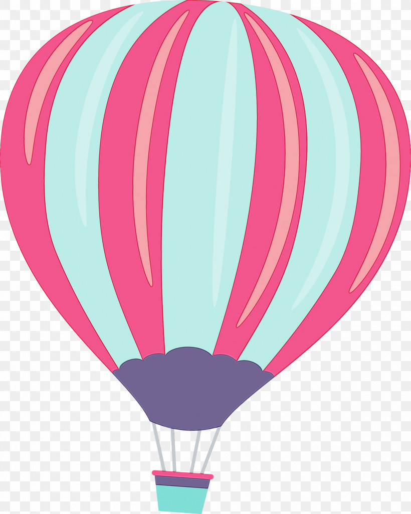 Hot Air Balloon, PNG, 2399x3000px, Watercolor, Balloon, Hot Air Balloon, Paint, Pink M Download Free