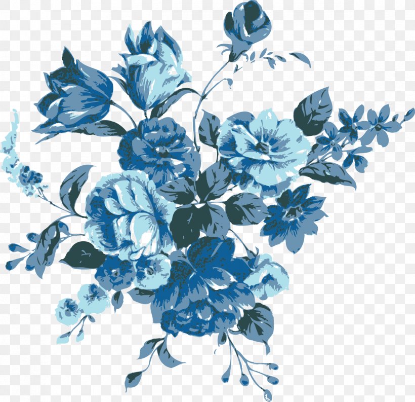 Vector Blue Hand-painted Flowers, PNG, 1187x1148px, Blue, Art, Branch, Color, Cut Flowers Download Free