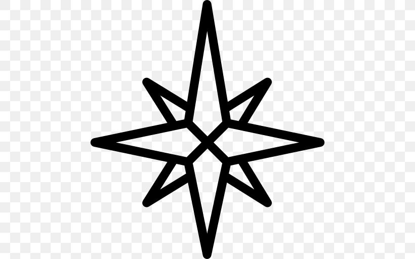 Star Wind Rose Polaris Compass Rose, PNG, 512x512px, Star, Black And White, Compass, Compass Rose, Fivepointed Star Download Free