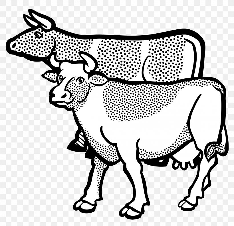 Cattle Line Art Clip Art, PNG, 2400x2323px, Cattle, Animal Figure, Black And White, Cartoon, Cattle Like Mammal Download Free