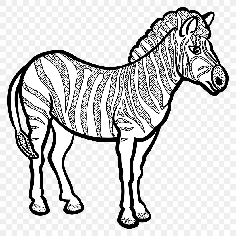 Zebra Coloring Book Horse Quagga Clip Art, PNG, 2400x2400px, Zebra, Animal, Animal Figure, Black And White, Bridle Download Free