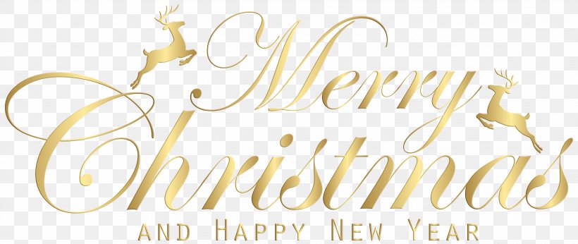 Christmas Day New Year Party Logo, PNG, 2839x1200px, Christmas Day, Calligraphy, Gold, Happy New Year, Lettering Download Free