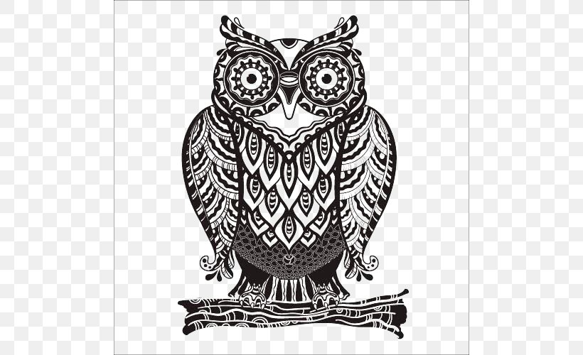 Owl Drawing Royalty-free Euclidean Vector, PNG, 500x500px, Owl, Bird, Bird Of Prey, Black And White, Drawing Download Free