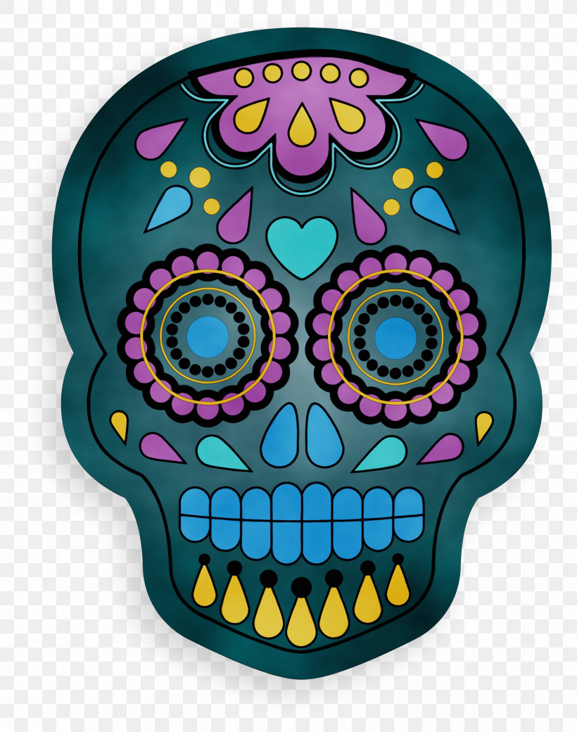 Font Purple, PNG, 2365x3000px, Skull, Mexico, Paint, Purple, Watercolor Download Free