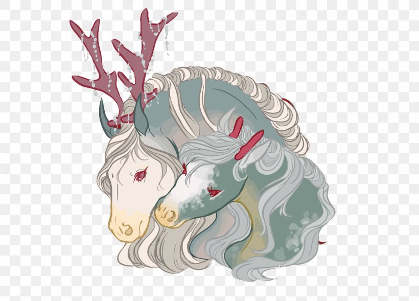 Reindeer Horse Watercolor Painting, PNG, 1500x1078px, Reindeer, Antler, Art, Deer, Fictional Character Download Free