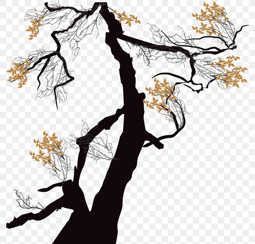 Silhouette Drawing Clip Art, PNG, 780x786px, Silhouette, Art, Black And White, Branch, Drawing Download Free