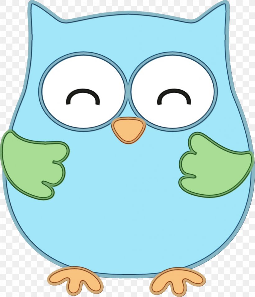Green Owl Cartoon Clip Art Aqua, PNG, 995x1160px, Watercolor, Aqua, Bird, Bird Of Prey, Cartoon Download Free