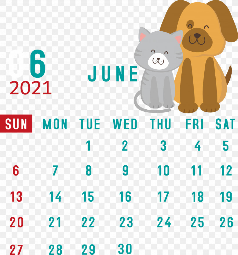 June 2021 Calendar 2021 Calendar June 2021 Printable Calendar, PNG, 2796x3000px, 2021 Calendar, Cartoon, Dog, Emoticon, June 2021 Printable Calendar Download Free