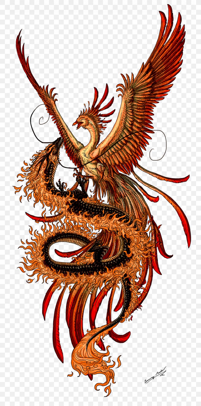 Phoenix Fenghuang Chinese Dragon Tattoo, PNG, 768x1658px, Phoenix, Art, Chinese Dragon, Demon, Dragon Download Free