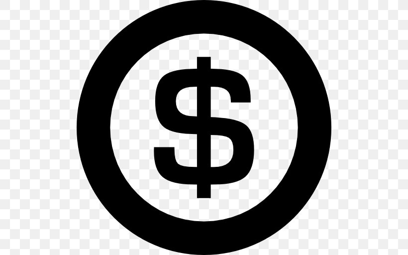 Dollar Sign Currency Symbol United States Dollar Clip Art, PNG, 512x512px, Dollar Sign, Area, Black And White, Brand, Coin Download Free