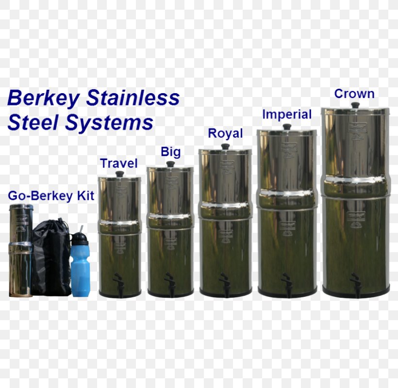 Big Berkey Water Filters Filtration, PNG, 800x800px, Water Filter, Big Berkey Water Filters, Bottle, Cylinder, Filter Download Free