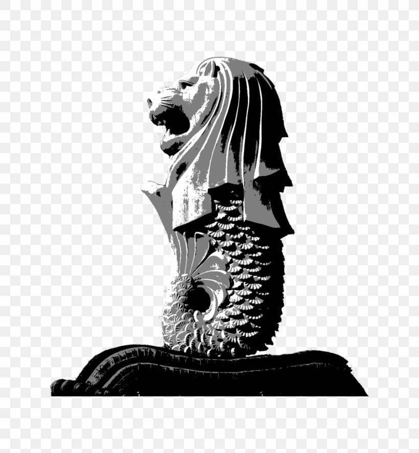 Merlion Sentosa, PNG, 945x1024px, Merlion, Black And White, Drawing, Figurine, Lion Download Free