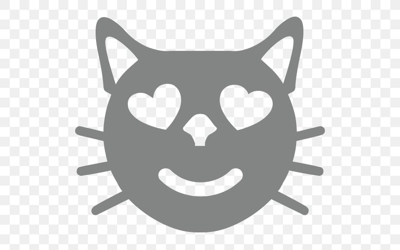 Whiskers Emoji Windows 10 Clip Art, PNG, 512x512px, Whiskers, Black, Black And White, Carnivoran, Cat Download Free