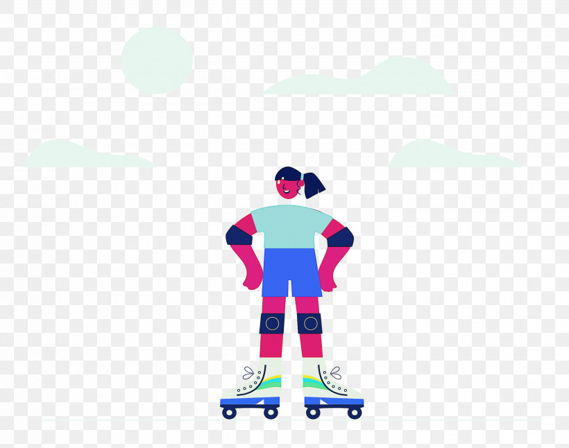 Roller Skating Sports Outdoor, PNG, 2500x1970px, Roller Skating, Cartoon, Character, Clothing, Logo Download Free