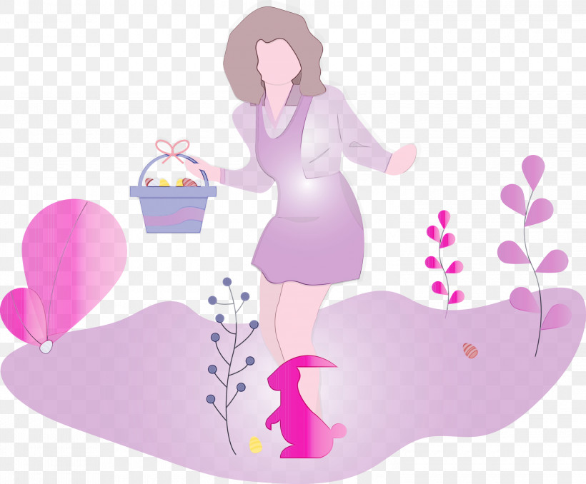 Pink Silhouette, PNG, 3000x2482px, Easter Egg Hunt, Paint, Pink, Silhouette, Watercolor Download Free