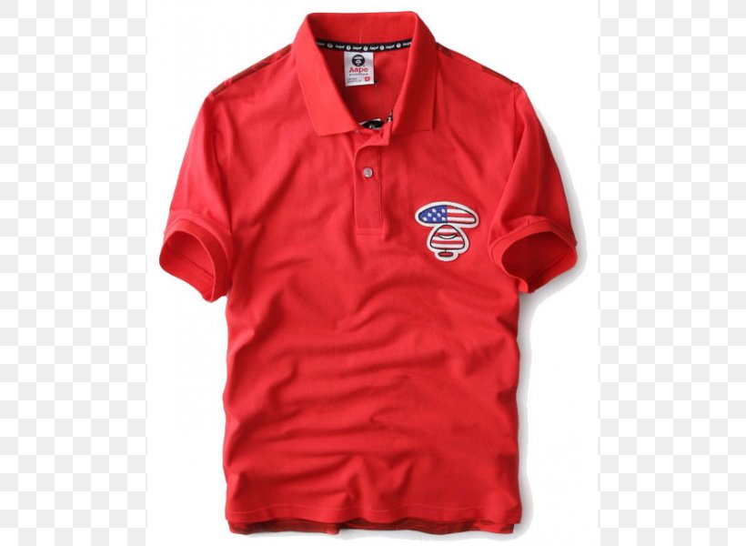 Polo Shirt T-shirt Red Collar A Bathing Ape, PNG, 600x600px, Polo Shirt, Active Shirt, Bathing Ape, Casual, Clothing Download Free