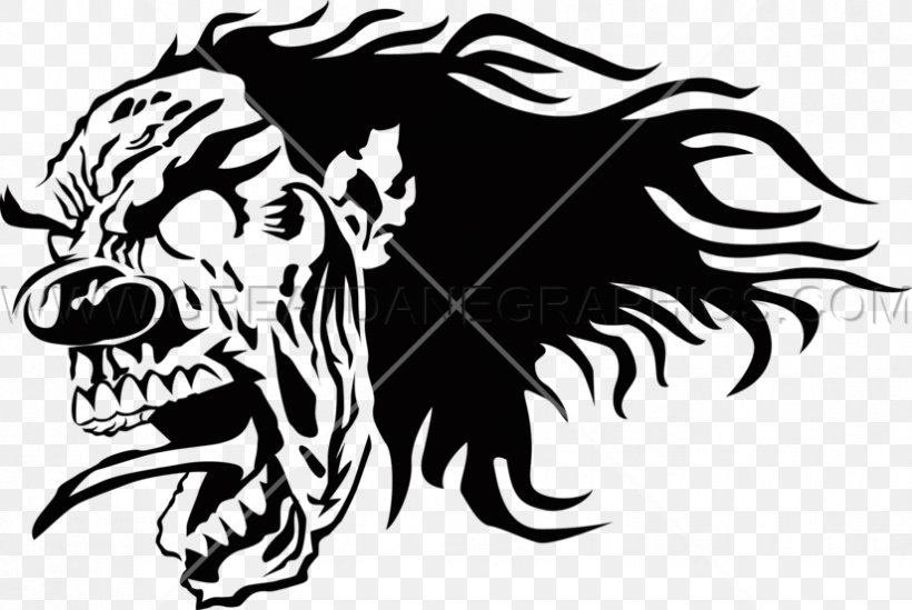 Black And White Printed T-shirt Evil Clown Clip Art, PNG, 825x553px, Black And White, Art, Big Cats, Black, Carnivoran Download Free