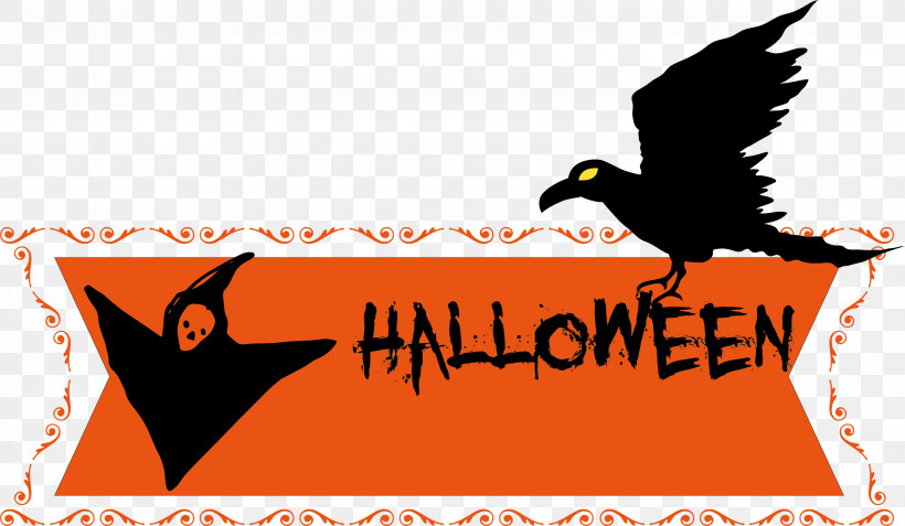 Happy Halloween Banner, PNG, 2999x1747px, Happy Halloween Banner, Beak, Biology, Birds, Logo Download Free