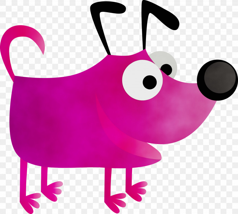 Pink Cartoon Magenta, PNG, 3000x2702px, Cute Cartoon Dog, Cartoon, Magenta, Paint, Pink Download Free