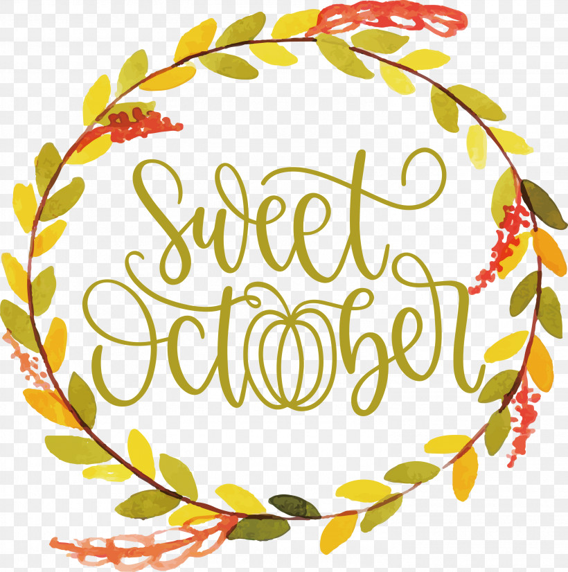 Sweet October October Fall, PNG, 2978x3000px, October, Autumn, Calligraphy, Cartoon, Drawing Download Free