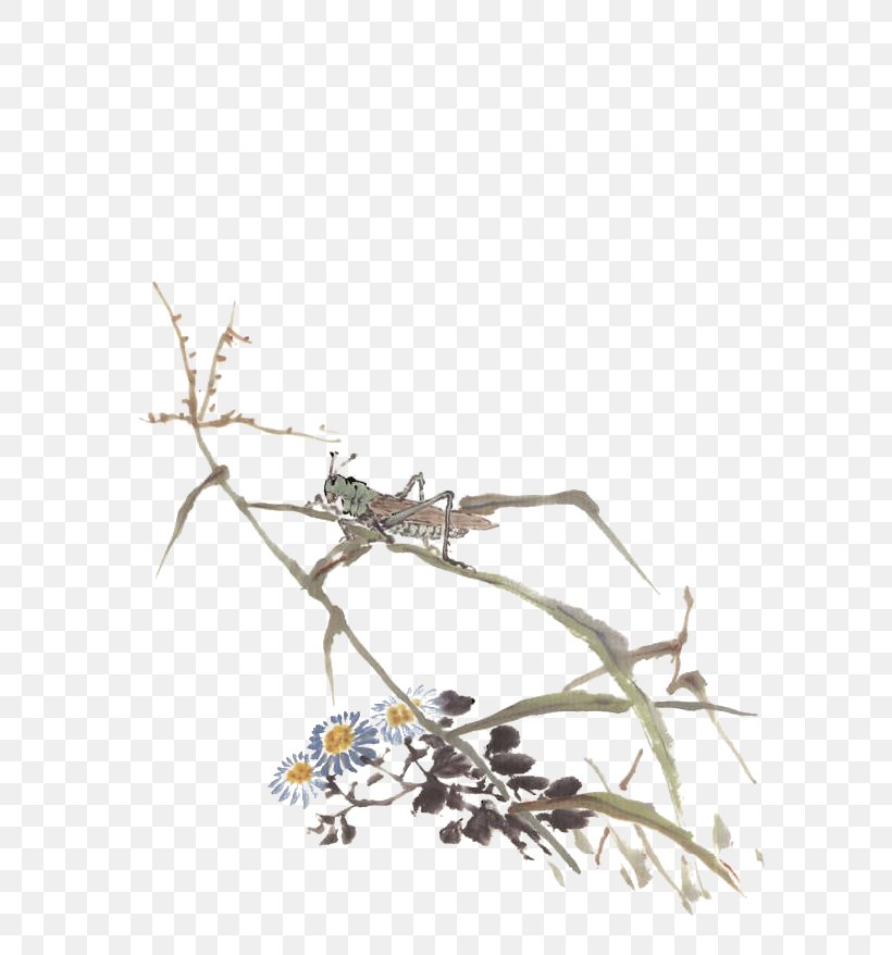 Qing Dynasty Bird-and-flower Painting, PNG, 630x878px, Qing Dynasty, Birdandflower Painting, Branch, Ink Wash Painting, Ren Bonian Download Free