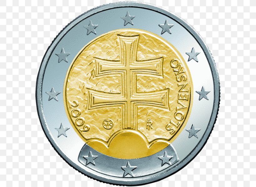 Slovak Euro Coins Currency Exchange Rate, PNG, 597x600px, 1 Euro Coin, 2 Euro Coin, 2 Euro Commemorative Coins, Slovak Euro Coins, Coin Download Free