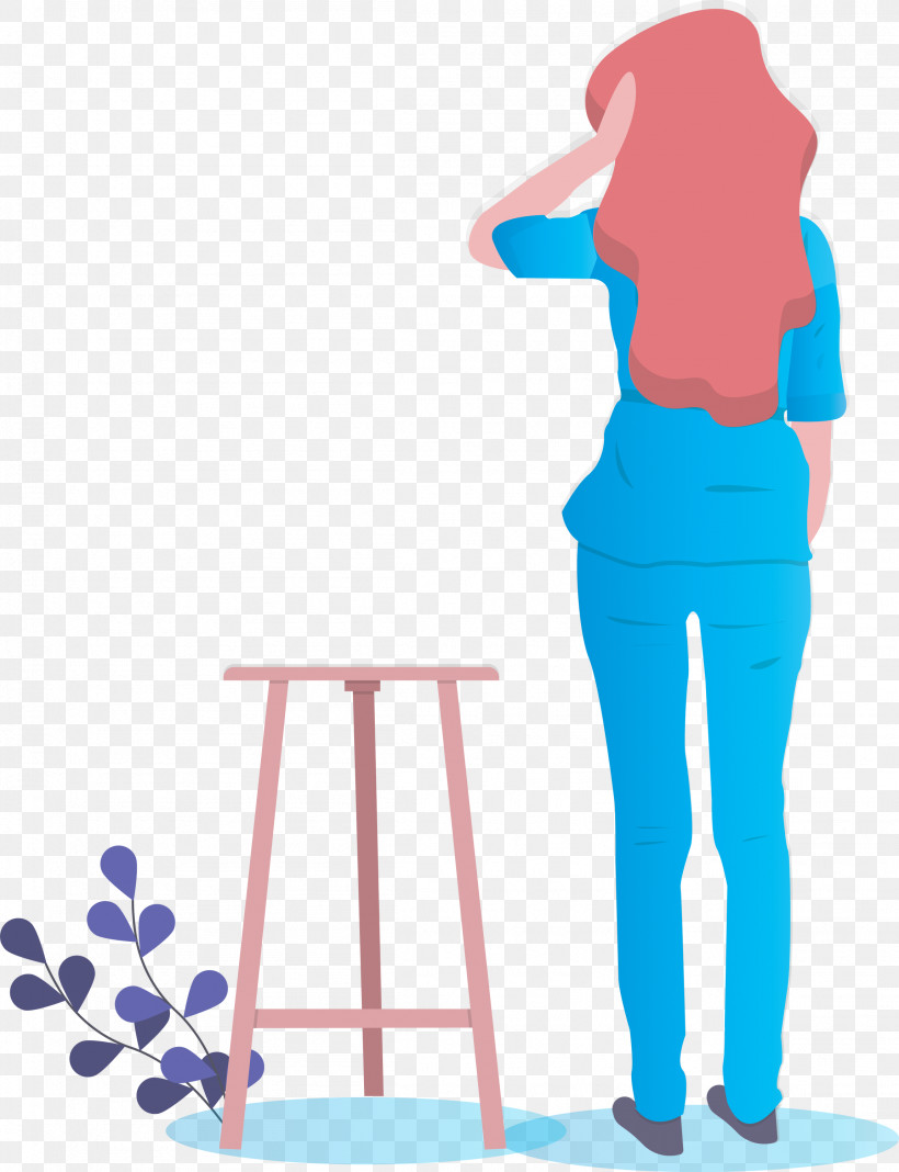 Girl Art, PNG, 2302x3000px, Girl, Art, Bar Stool, Easel, Electric Blue Download Free