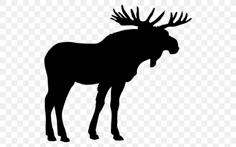 Moose Elk Deer Clip Art, PNG, 512x512px, Moose, Antler, Black And White, Deer, Elk Download Free