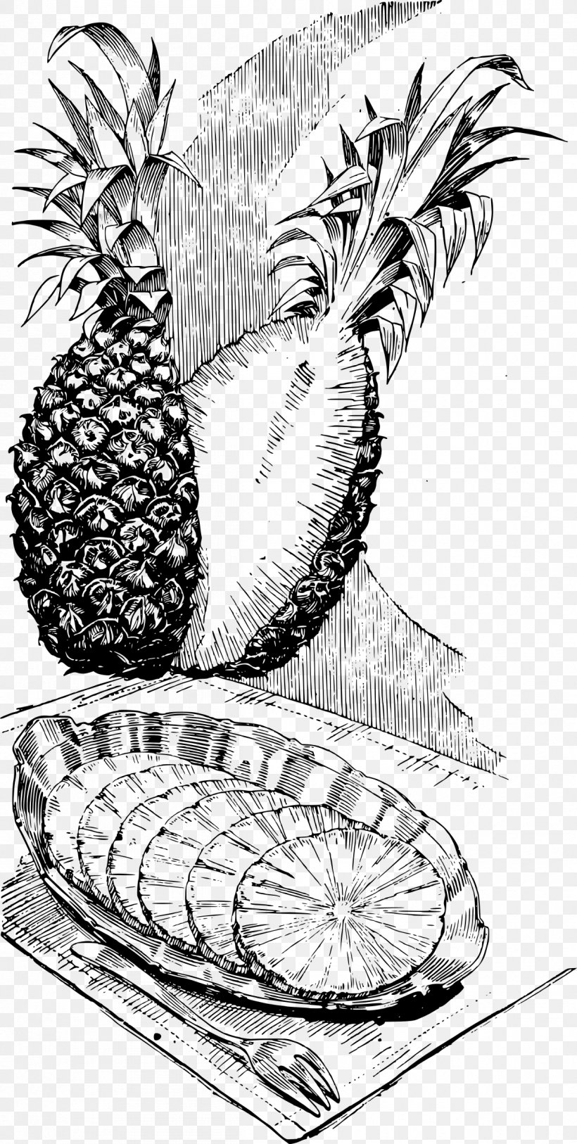 Pineapple Fruit Salad Tropical Fruit, PNG, 1210x2400px, Pineapple, Ananas, Art, Artwork, Black And White Download Free
