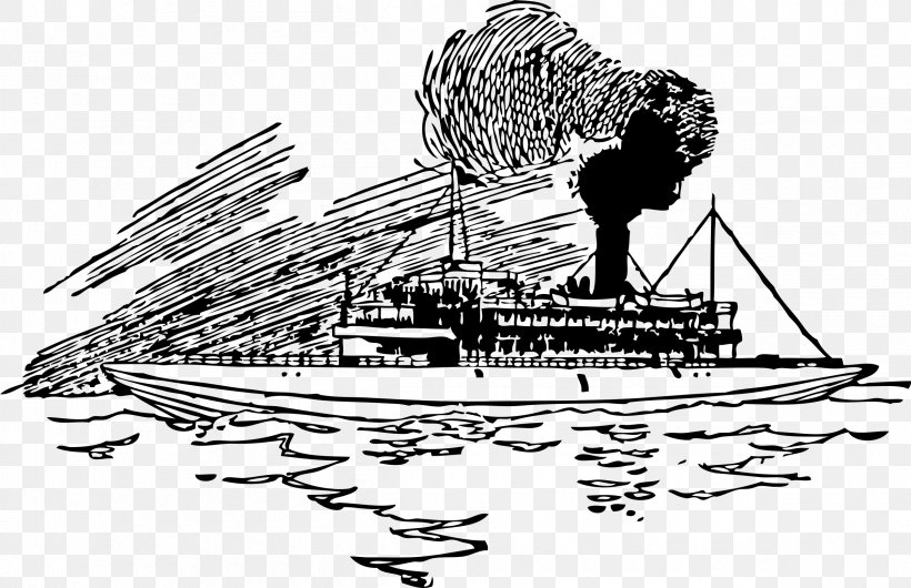 Steamboat Clip Art, PNG, 2400x1552px, Steamboat, Artwork, Black And White, Boat, Boating Download Free