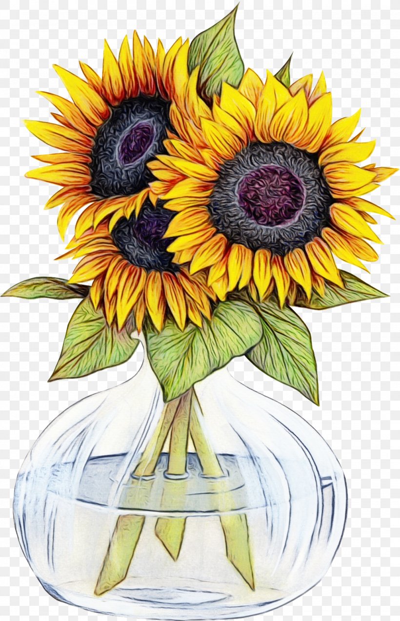 Sunflower, PNG, 1024x1588px, Watercolor, Cut Flowers, Flower, Flowering Plant, Paint Download Free