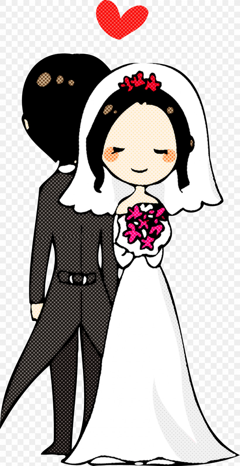Cartoon Formal Wear Black Hair Tuxedo Bride, PNG, 1600x3107px, Cartoon, Black Hair, Bride, Formal Wear, Hime Cut Download Free