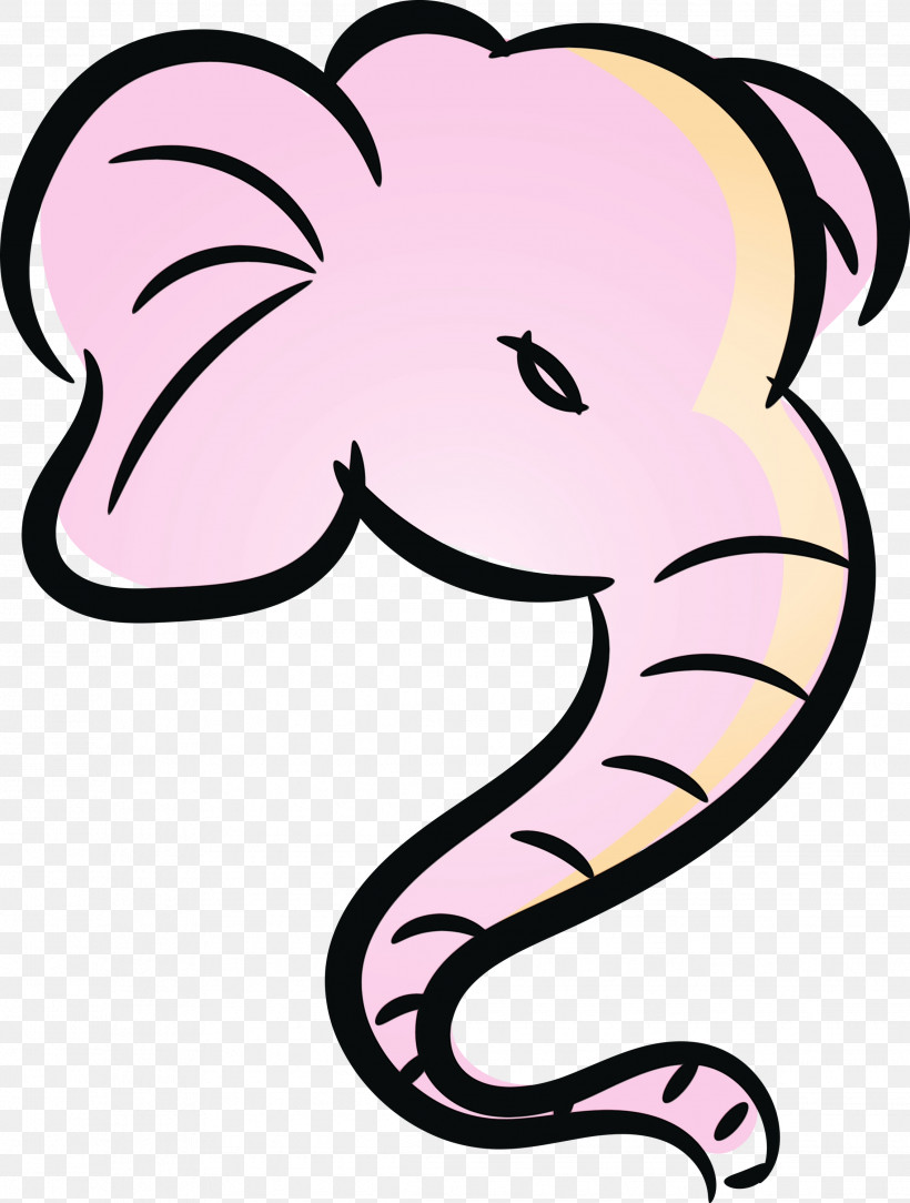 Line Art Cartoon Character Pink M Animal Figurine, PNG, 2268x3000px, Ganesh Chaturthi, Animal Figurine, Biology, Cartoon, Character Download Free