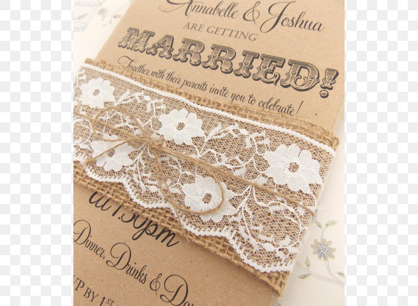 Wedding Invitation Hessian Fabric Lace RSVP Convite, PNG, 600x600px, Wedding Invitation, Beige, Bridal Shower, Brown, Convite Download Free