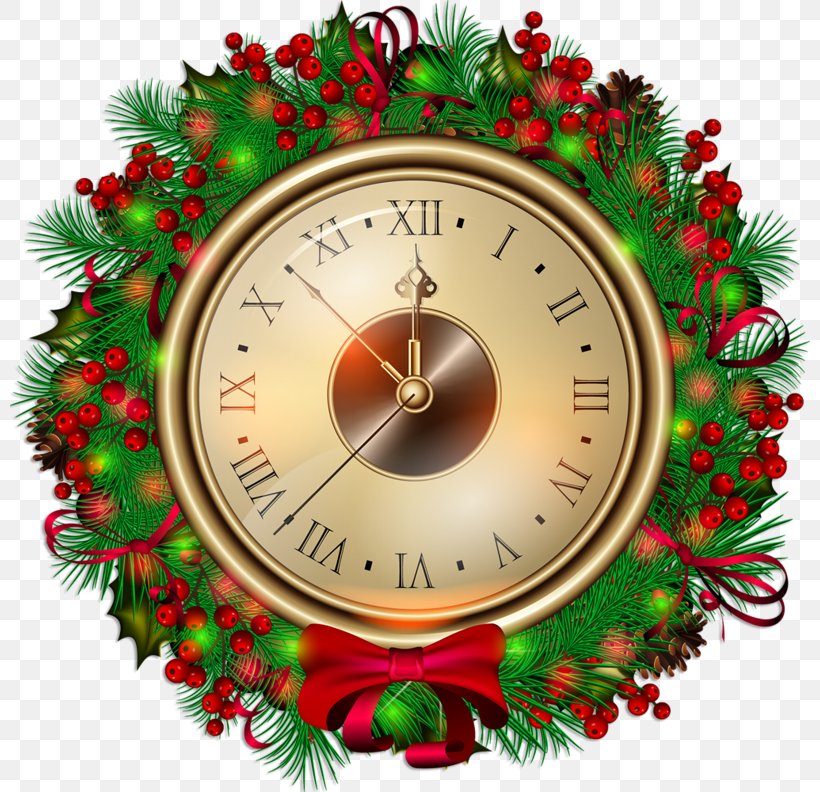 Santa Claus Clock Christmas New Year Clip Art, PNG, 800x792px, Santa Claus, Christmas, Christmas Decoration, Christmas Ornament, Christmas Tree Download Free