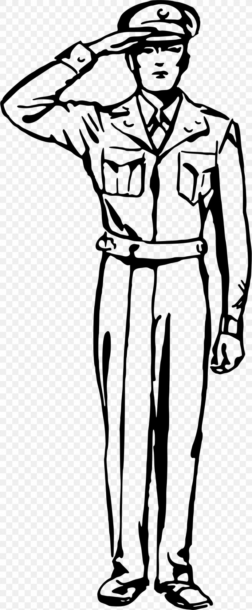 Line Art Soldier Salute Drawing, PNG, 991x2399px, Line Art, Army, Art, Artwork, Black Download Free