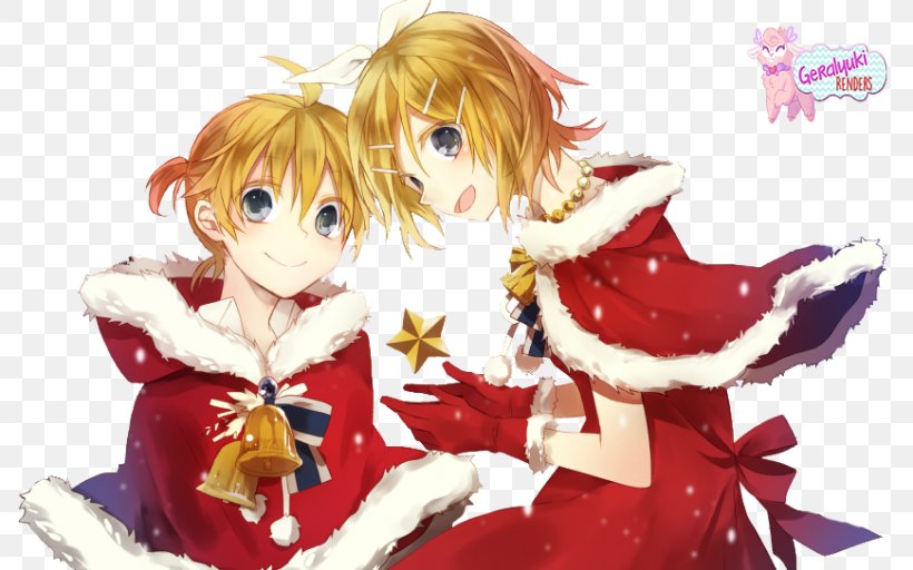 Kagamine Rin/Len Christmas Vocaloid Hatsune Miku Kaito, PNG, 870x544px, Watercolor, Cartoon, Flower, Frame, Heart Download Free