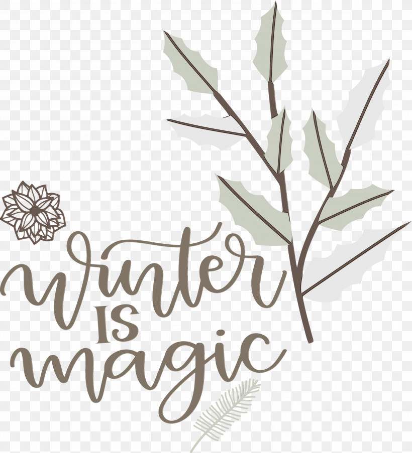 Leaf Twig Font Text Plant Structure, PNG, 2723x3000px, Winter Is Magic, Biology, Hello Winter, Leaf, Paint Download Free