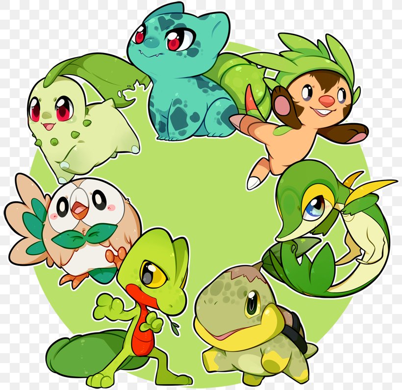 Pikachu Pokémon Treecko Turtwig Chikorita, PNG, 810x795px, Pikachu, Amphibian, Art, Artwork, Beak Download Free