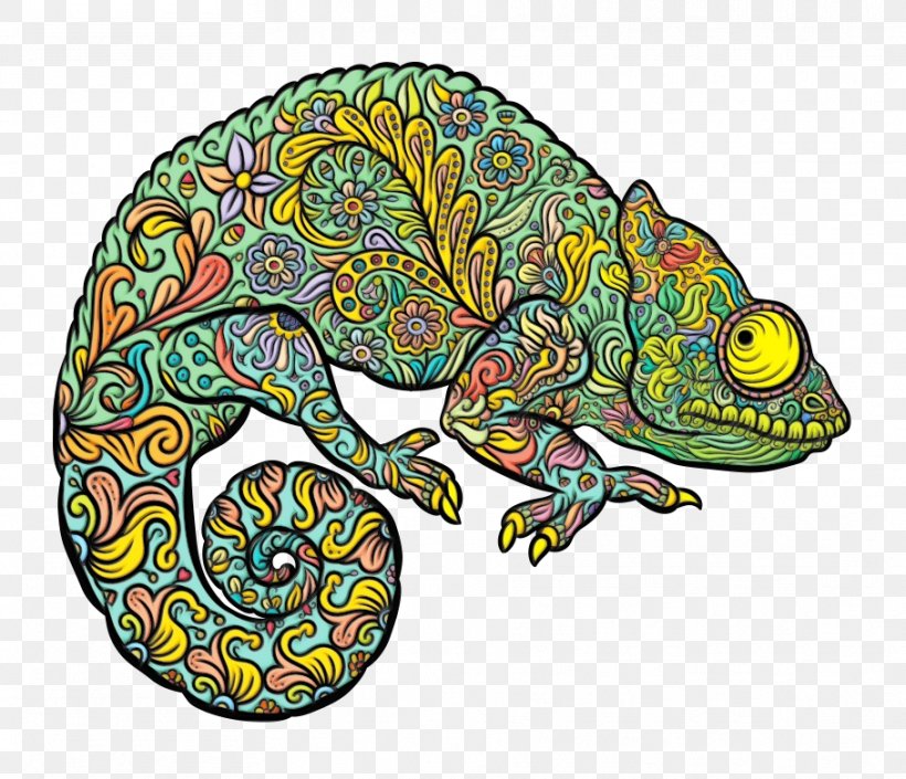 Chameleon Common Chameleon Lizard Reptile Scaled Reptile, PNG, 909x782px, Watercolor, Chameleon, Coloring Book, Common Chameleon, Gecko Download Free