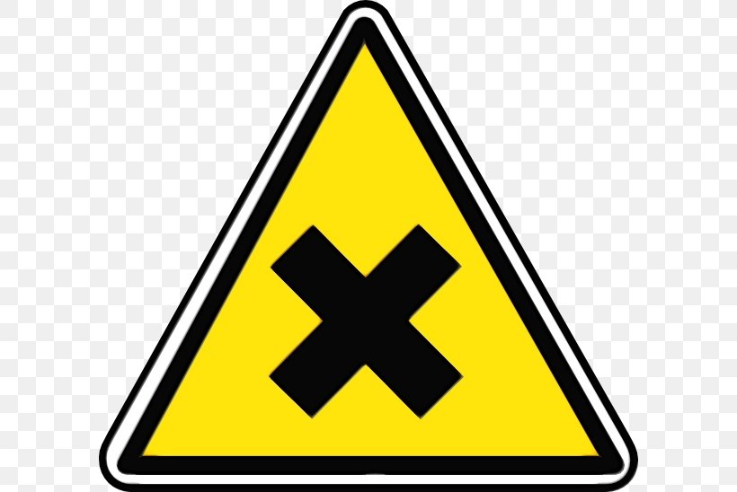 Yellow Sign Line Signage Triangle, PNG, 600x548px, Watercolor, Hazard, Paint, Sign, Signage Download Free
