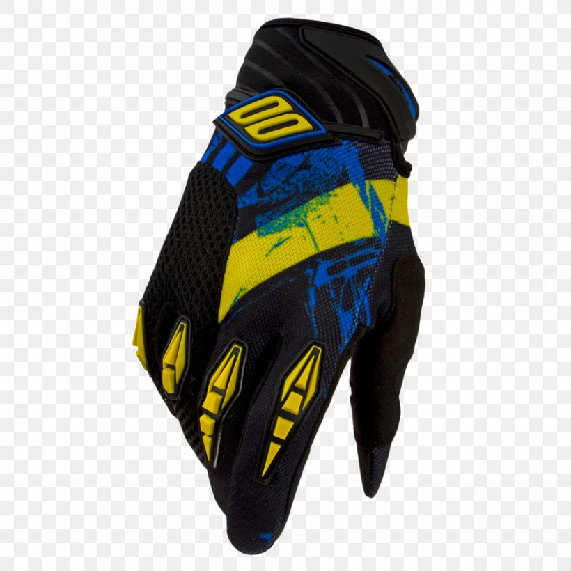 Glove Fox Racing Blue Motocross Yellow, PNG, 900x900px, Glove, Baseball Equipment, Bicycle Glove, Blue, Clothing Download Free