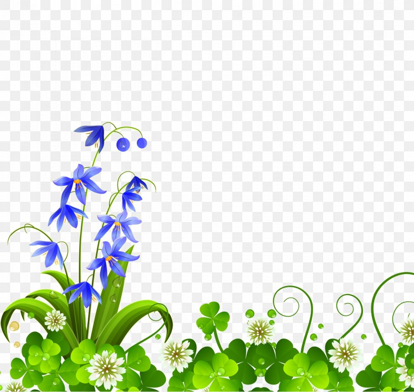 Euclidean Vector Flower Floral Design, PNG, 1404x1332px, Flower, Blue, Border, Branch, Clover Download Free