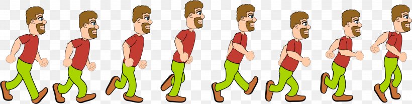 Walk Cycle Sprite Walking Image Clip Art, PNG, 2966x750px, 3d Computer Graphics, Walk Cycle, Animation, Arm, Cartoon Download Free