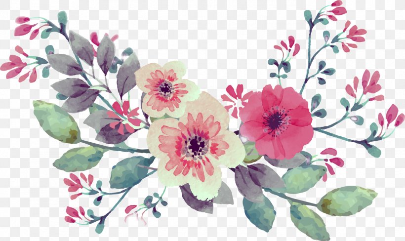 Watercolour Flowers Watercolor: Flowers Watercolor Painting Floral Design, PNG, 1369x815px, Watercolour Flowers, Art, Blossom, Branch, Cut Flowers Download Free