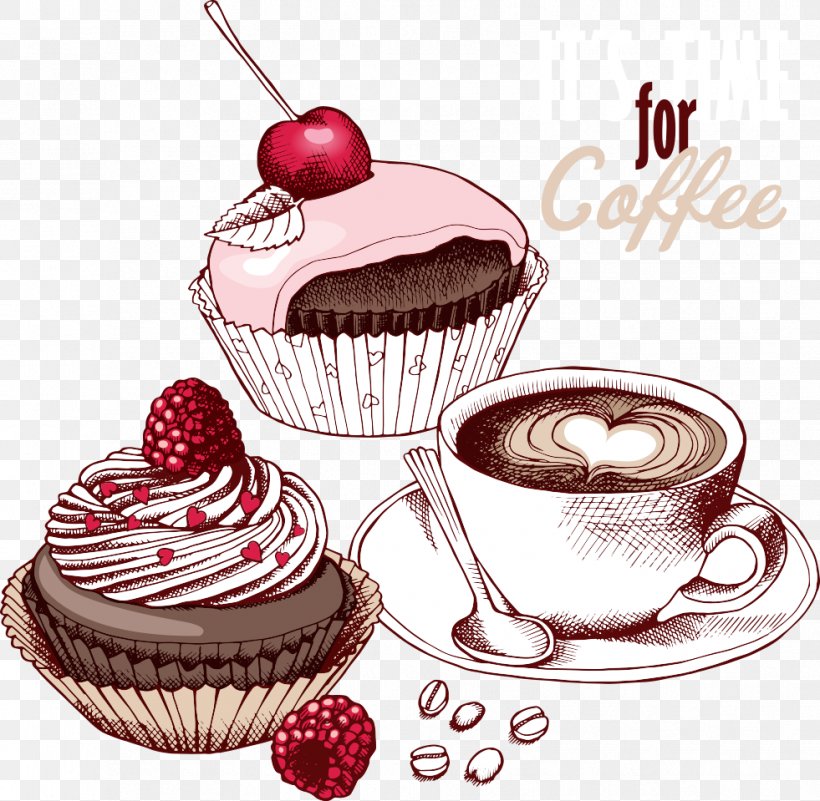 Coffee Cupcake Fruitcake Chocolate Cake Tea, PNG, 981x959px, Coffee, Baking, Buttercream, Cake, Chocolate Download Free