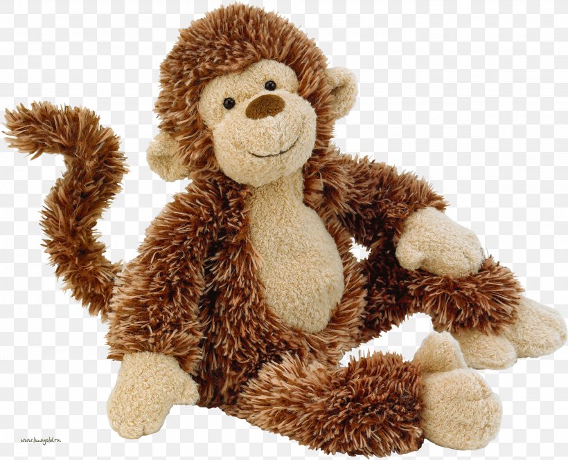 Monkey Ape Cat Stuffed Toy Plush, PNG, 2991x2426px, Watercolor, Cartoon, Flower, Frame, Heart Download Free