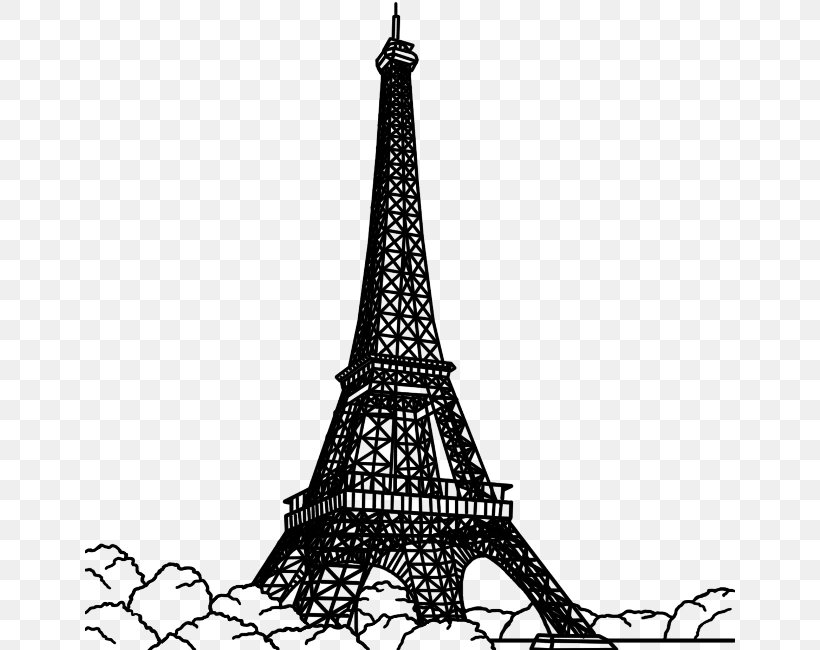 Eiffel Tower Drawing Clip Art, PNG, 650x650px, Eiffel Tower, Black And White, Cartoon, Drawing, Landmark Download Free