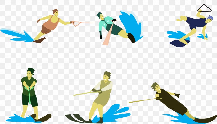 Water Skiing Euclidean Vector Clip Art, PNG, 2641x1511px, Water Skiing, Footwear, Human Behavior, Leisure, Shoe Download Free